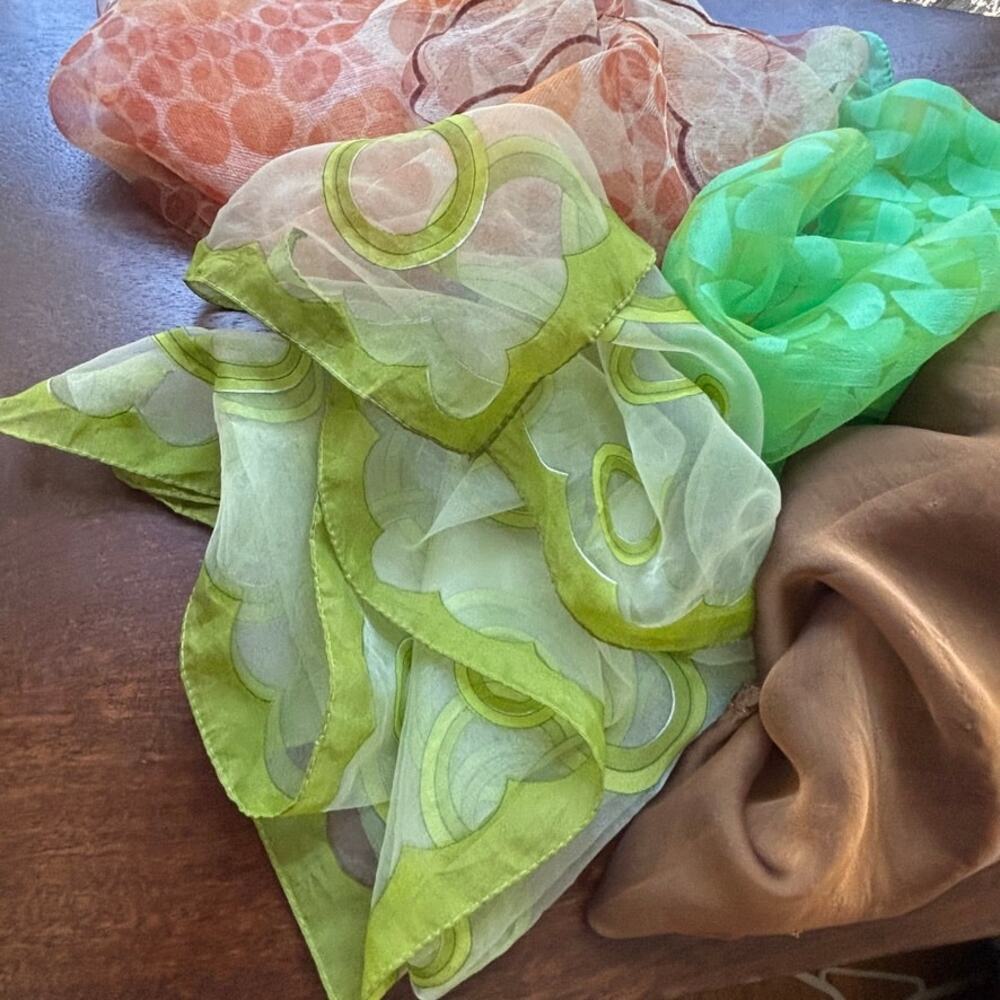 Vintage 60s 4PC Lot Mod Sheer Scarf Film Studio Archive